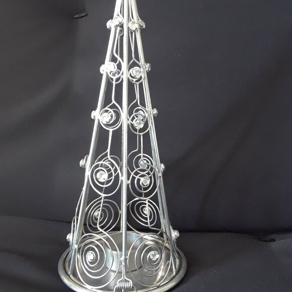 Silver Metal Christmas Tree Candle Holder - Picture 4 of 12